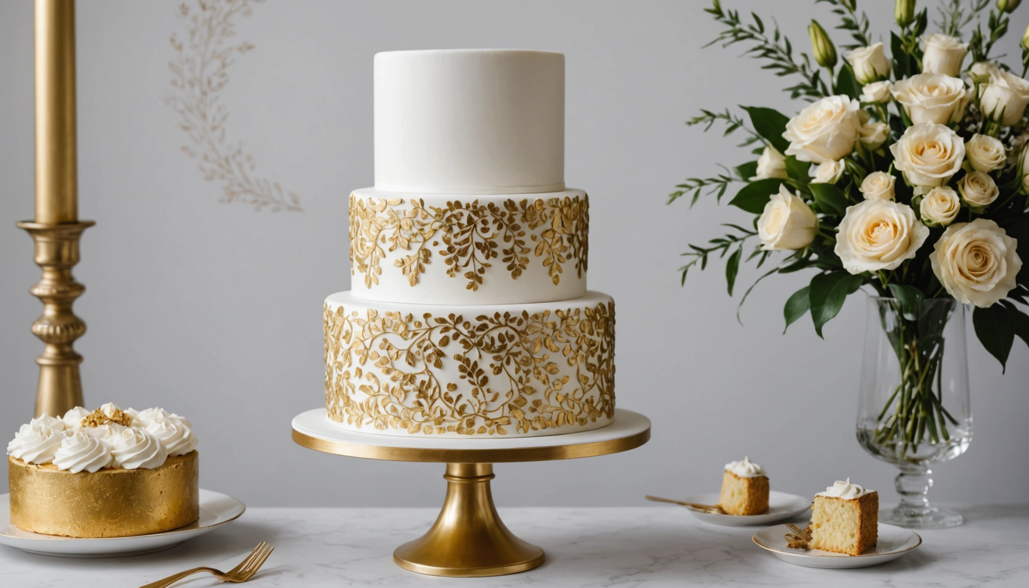 gateau blanc et or